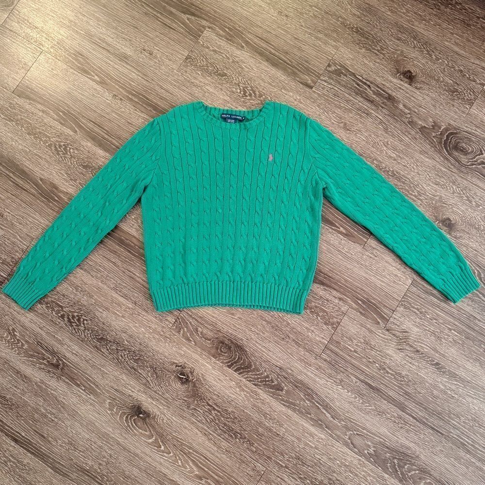 Ralph Lauren Green Cotton Cable Sweater